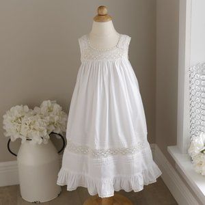 White Cotton Heirloom Sleeveless Dress Crocheted Lace Boutique 18 Month Boho